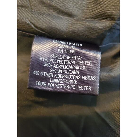 Covington Wool Blend Plaid Hooded Zip Up Coat Jacket Peacoat Gray White SM - Picture 6 of 7